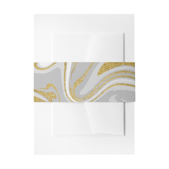 Modern Marble & Gold Wedding Invitation Belly Band (Front Example)
