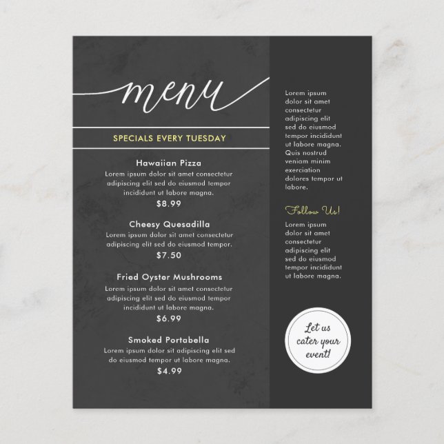 Modern Marble Grey Restaurant Menu (Front)