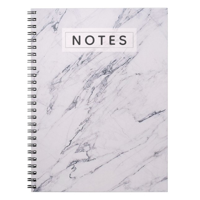 Modern Marble Grey White Elegant Chic Personalised Notebook (Front)