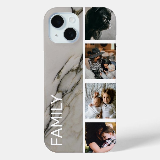 Modern Marble Instagram Family Photo Booth Strip Case-Mate iPhone Case (Back)