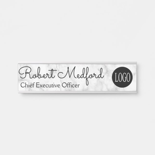 Modern Marble Logo Door Sign Name Plate (Front)