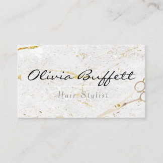 Modern marble makeup artist scissor business card