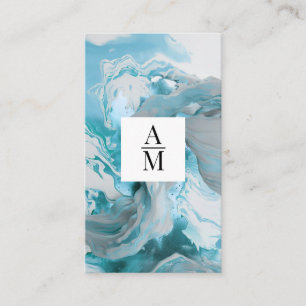 Modern Marble Monogram Business Card