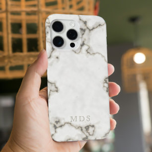 Modern Marble Monogram Custom Initials iPhone Case