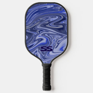 Modern Marble Monogram Pickleball Paddle