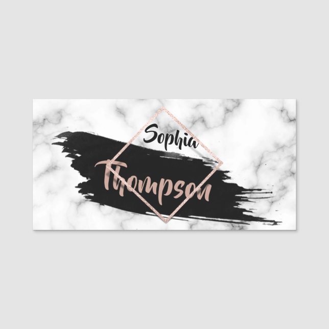 Modern Marble Paint Stroke Name Name Tag (Front)