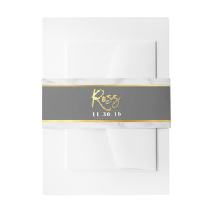 MODERN MARBLE pattern simple grey grey gold ROSS Invitation Belly Band