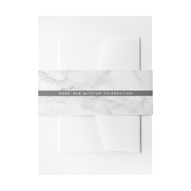 MODERN MARBLE pattern simple grey grey white Invitation Belly Band (Front Example)