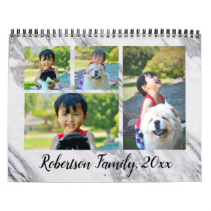 Modern Marble Photo Collage Monthly Calendar