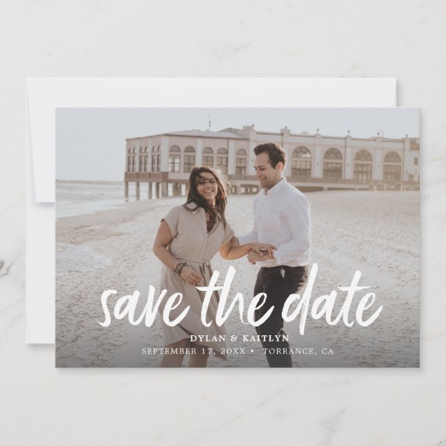 Modern Marble Photo Save the Dates (Front)