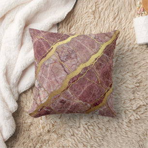Modern Marble Pink + Gold Luxury Cushion
