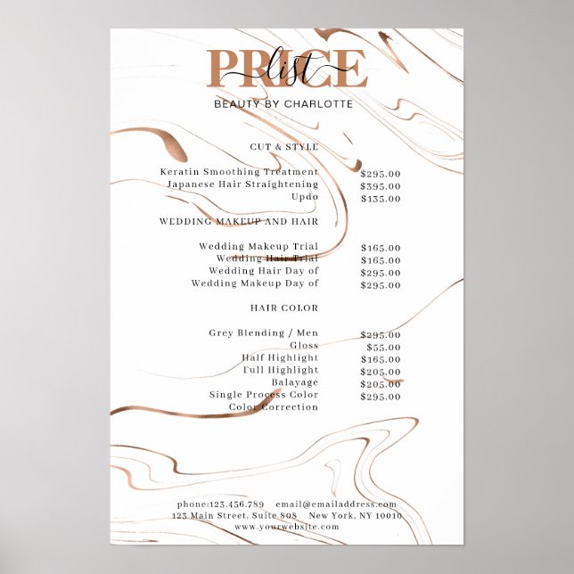 Modern Marble Price List Poster (Front)