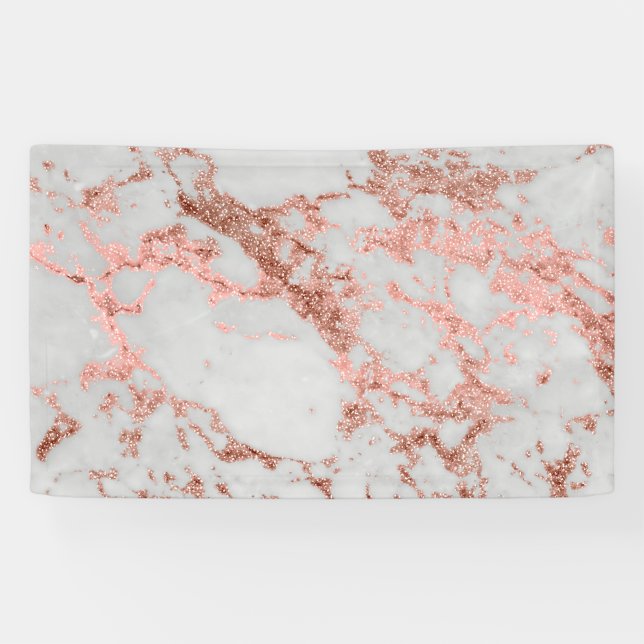 Modern Marble Rose Gold Glitter Banner (Horizontal)