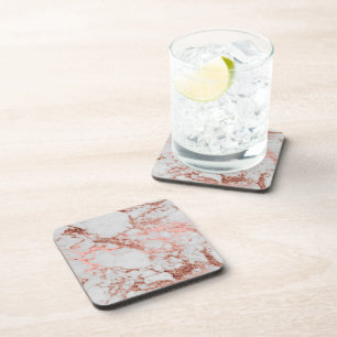 Modern Marble Rose Gold Glitter Coaster