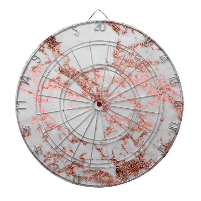 Modern Marble Rose Gold Glitter Dartboard (Front)