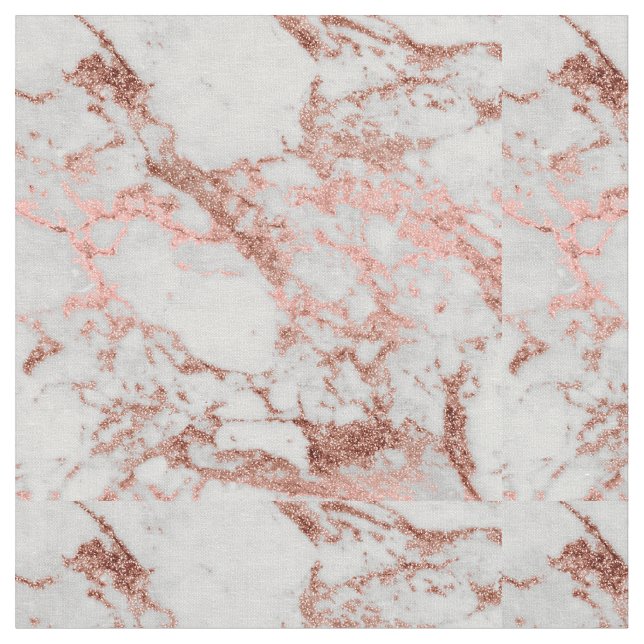 Modern Marble Rose Gold Glitter Fabric (Close Up)