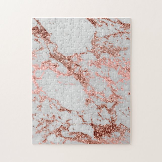 Modern Marble Rose Gold Glitter Jigsaw Puzzle (Vertical)