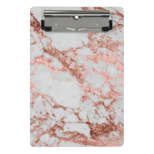 Modern Marble Rose Gold Glitter Mini Clipboard