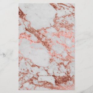 Modern Marble Rose Gold Glitter Stationery