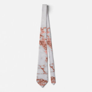 Modern Marble Rose Gold Glitter Tie