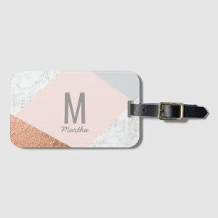 Modern Marble, rose gold, grey and blush pink Luggage Tag