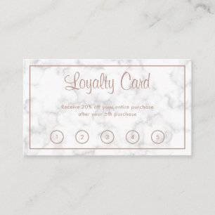 Modern Marble Rose Gold Script Elegant Business Loyalty Card