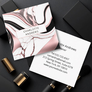 Modern Marble Rosegold Square Business Card