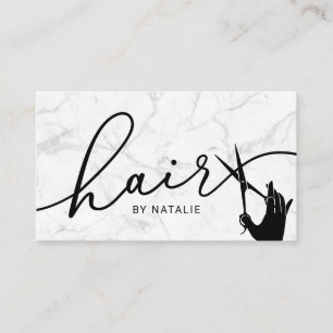 Modern Marble Scissor Hand Hairstylist Hair Salon Business Card