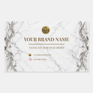 Modern Marble Silver Rectangle Box Label