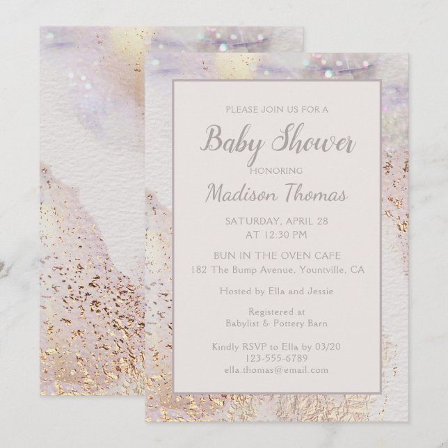 Modern Marble Sparkle  | Baby Shower Invitation (Front/Back)