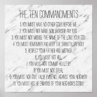 Modern Marble Ten Commandments Sign