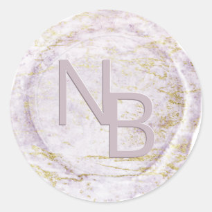 Modern Marble Violet Monogrammed Wax Seal Sticker