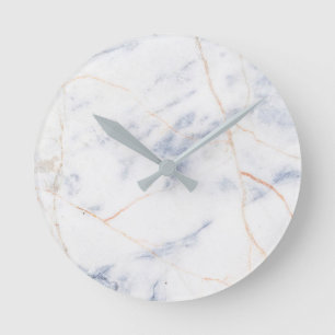 Modern Marble Wall Clock White Grey and Gold