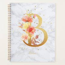 Modern Marble Watercolor Golden Monogram Letter B