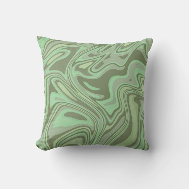 Modern Marble Watercolor Sage Green Cushion (Front)