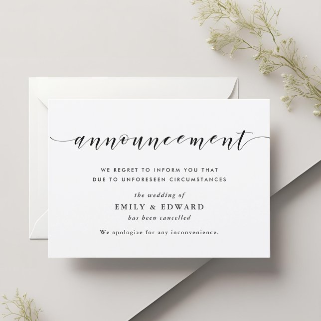 Modern Marble Wedding Cancellation Announcement (Creator Uploaded)