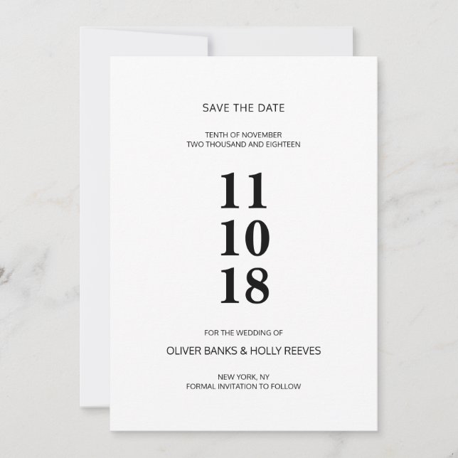 Modern marble wedding save the date (Front)