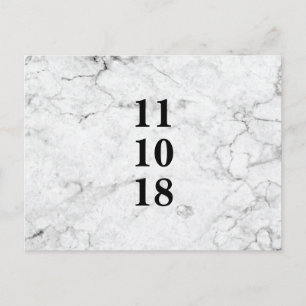 Modern marble wedding save the date postcard