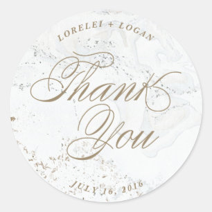 Modern Marble Wedding Sticker Gold