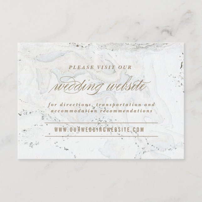 Modern Marble Wedding Website Card | Gold (Front)