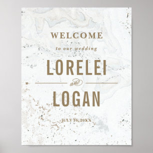 Modern Marble Wedding Welcome Sign Black
