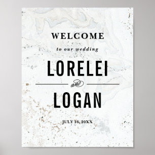 Modern Marble Wedding Welcome Sign Black