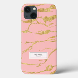 Modern marble with faux gold iPhone 13 case