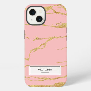 Modern marble with faux gold iPhone 13 case