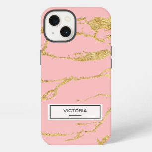 Modern marble with faux gold iPhone 13 case