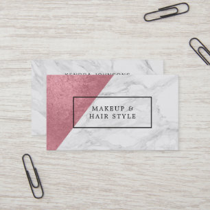 Modern Marble with Faux Rose Gold Business Card