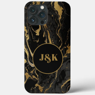 Modern Marbled Initial Monogrammed  iPhone 13 Pro Max Case