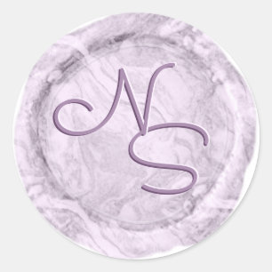 Modern Marbled Purple Wax Seal Monogram Sticker