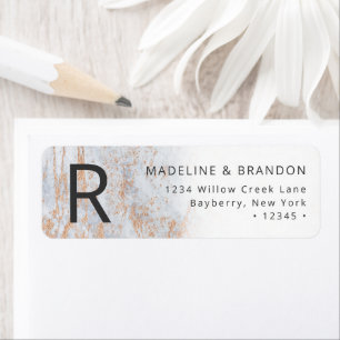 Modern Marbles in Blue with Copper Return Address