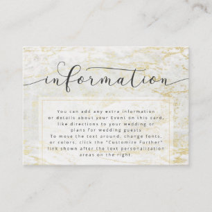 Modern Marbles in Blush & Gold Wedding Information Enclosure Card